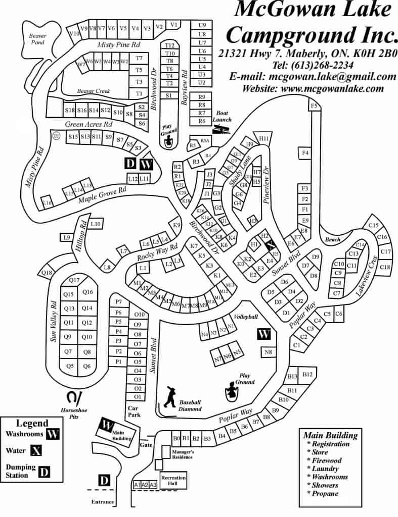 Site Map - McGowan Lake Campground