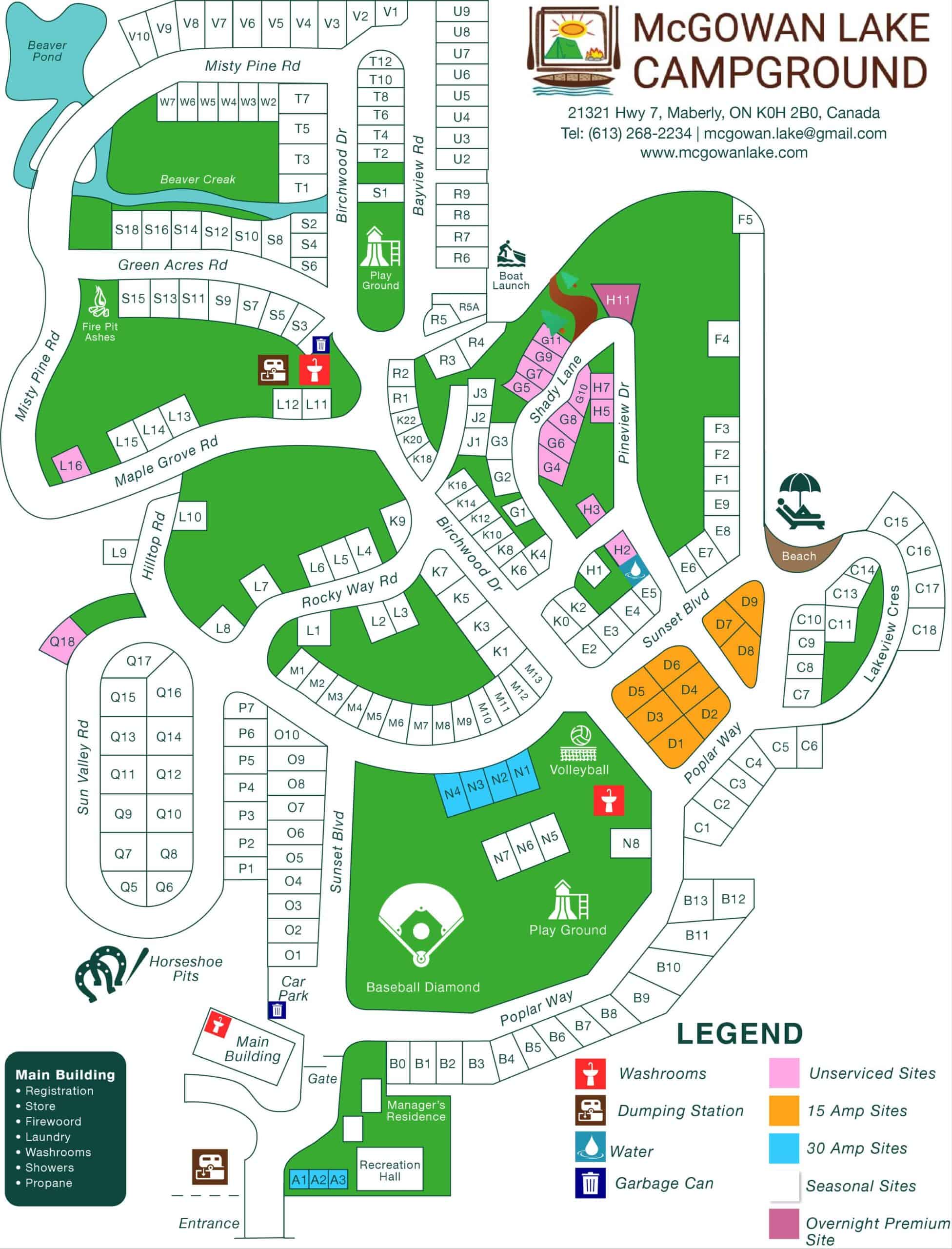 Site Map | McGowan Lake Campground